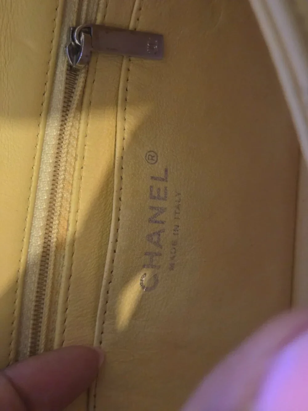 Chanel mini yellow patent leather flap